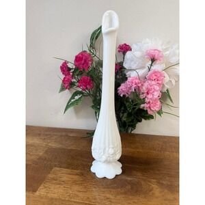Vintage Westmoreland Milk Glass Tall Vase Paneled Floral Base Elegant White Vase